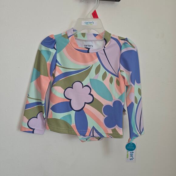 New toddler floral rashgaurd swim set size 2t - Picture 4 of 6